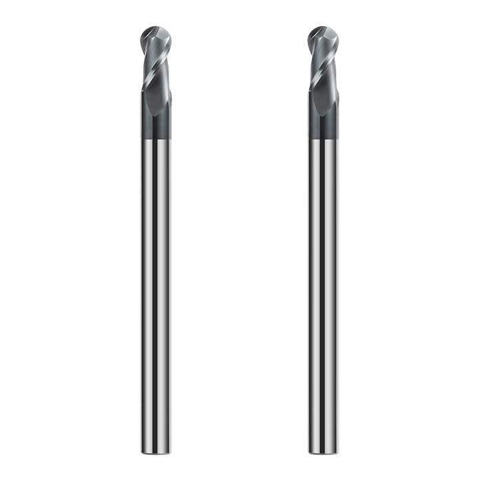 [Australia - AusPower] - CREEYA 2 Pieces Carbide Ball End Mill 4 mm, 2 Teeth / 2 Cutting Edge CNC Ball End Mill HRC 55, AlTiN Black Coating, Solid Carbide Radius Cutter 4 mm for Steel Metal Wood Acrylic Plastic (Diameter 4 4mm-2 Stücke 