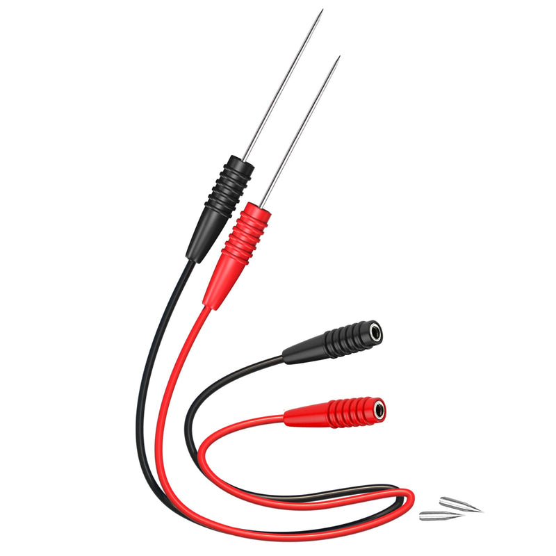 [Australia - AusPower] - Cleqee Test Probe Extension Test Leads 2 mm Socket to Stainless Steel Test Probe Cable 20 cm for Multimeter Electrical Testing Red and Black Pack of 2 P1046 