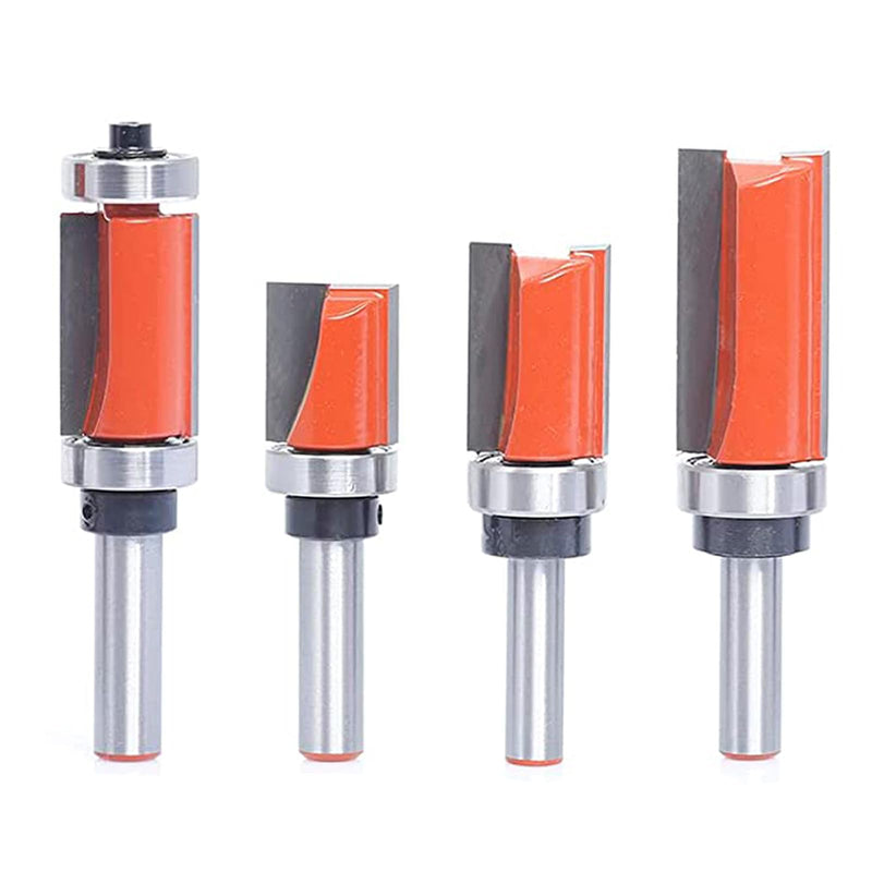 [Australia - AusPower] - AKYLIN Flush Cutter 8 mm Shank, 4 Pieces Flush Cutter Ball Bearing, Edges Copy Cutter with Ball Bearing, Flush Cutter Set, Woodworking Cutting Tool for Wood 4pcs-8mm Schaft 
