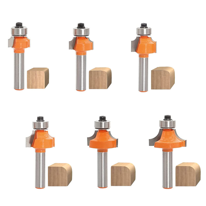 [Australia - AusPower] - AKYLIN Rounding Cutter 8 mm Shank, 6 Pieces Round Over Cutter Bits Radius 2-3-4-5-6-8, Quarter Bar Cutter Edge Cutter Set with Ball Bearings Round Edge Cutter Wood Cutter Tool Woodworking Set 6-tlg Abrundfräser Set 8 mm shaft 