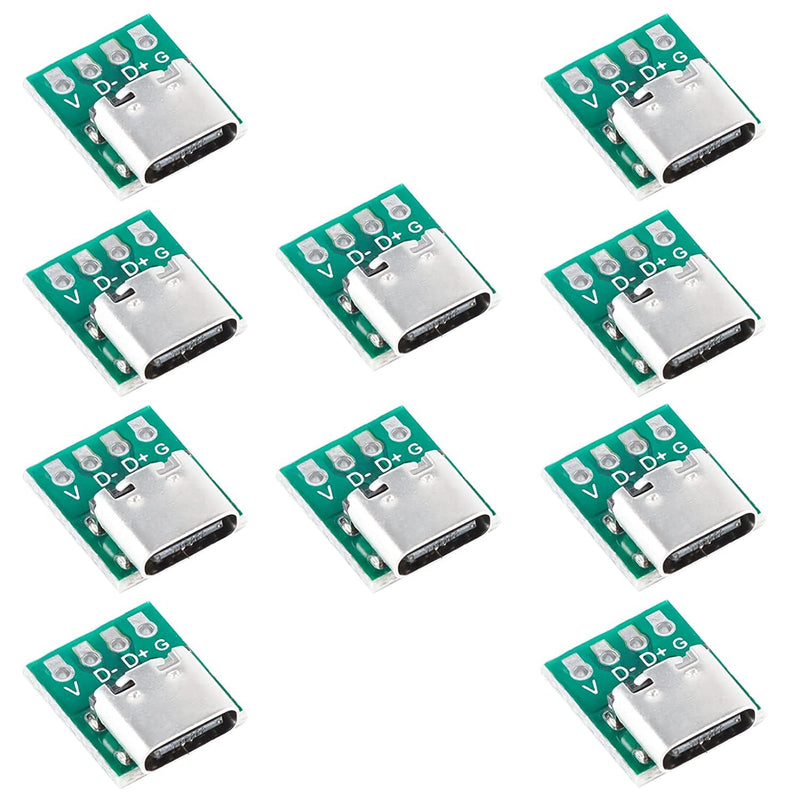 PENGLIN 10pcs USB 3.1 Type C Repair Socket Solderable Breakout Board | USB C Cable Adapter for Soldering Board with PCB for Data Line Wire Cable Transfer USB Type C
