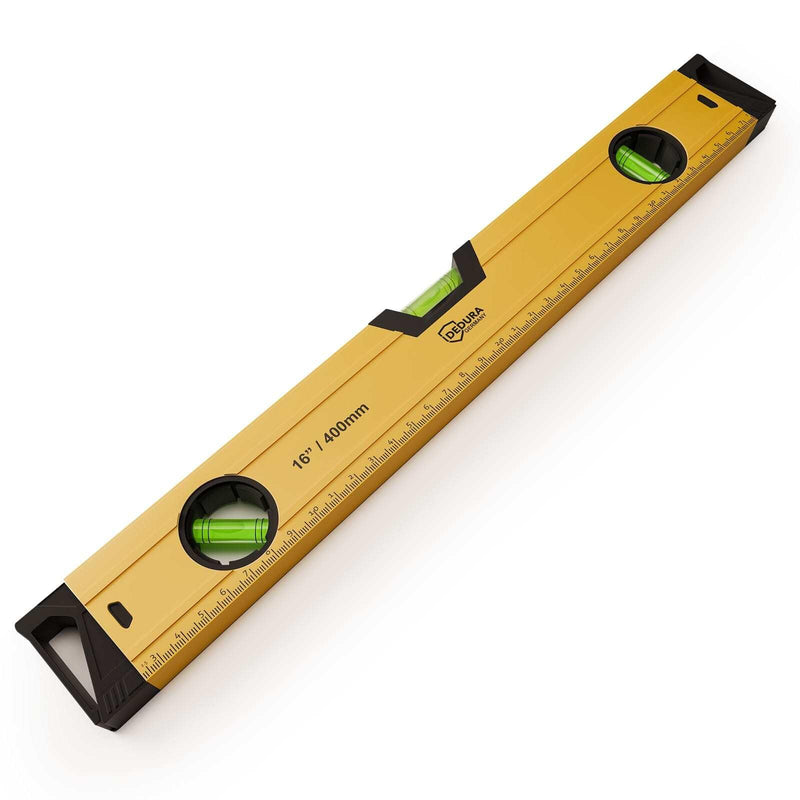 [Australia - AusPower] - Spirit Level 40 cm Small and Magnetic, Suitable for Professionals and DIY Enthusiasts, Magnetic Spirit Level with Three Levels and 40 cm Ruler, Made of Aluminium (40 cm) 40cm 