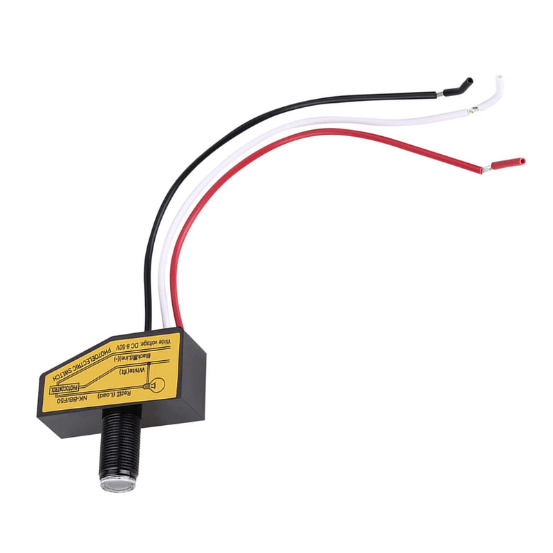 12 V Light Sensor, Twilight Switch 12 V, 12 V, 24 V, 36 V, 48 V Photocell Switch, Mini Light Switch Sensor, Dusk Control Until Dawn, Automatic On and Off, 8 V to 50 V