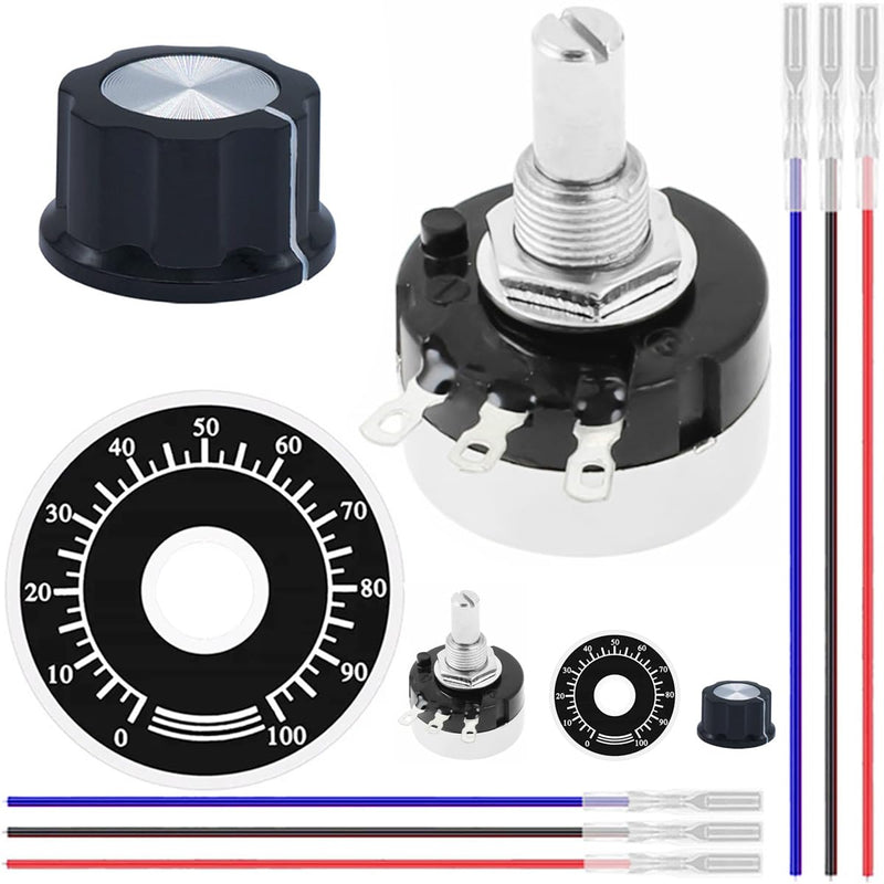 [Australia - AusPower] - DAOKAI RV24YN20S B103 10K ohm Potentiometer Single Turn Carbon Film Rotary Potentiometer - 2 Pack with Knobs, Accurate Measurement, for Speed Control of the Inverter 
