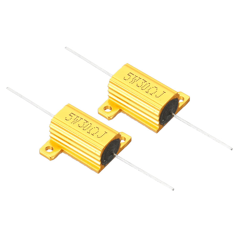 PATIKIL 2pcs 5W 30ohm Aluminum Case Resistor Housing Wire Resistors Screw Tap Power Resistor Gold Tone 30 Ω