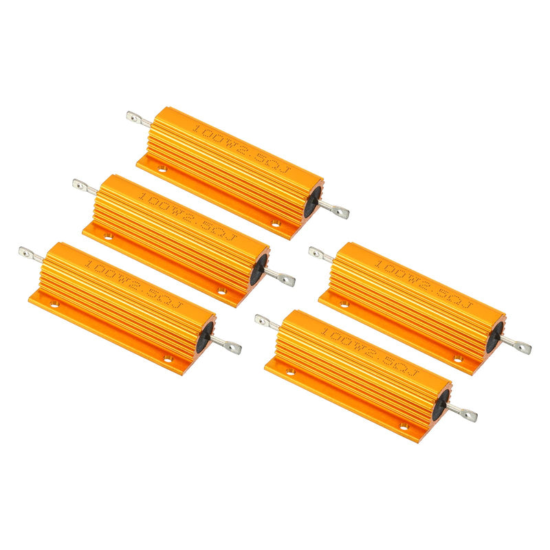 [Australia - AusPower] - PATIKIL Pack of 5 100W 2.5 Ohm Aluminium Case Resistor Housing Wire Resistors Screw Tap Power Resistor Gold Tone 2.5 ohms 