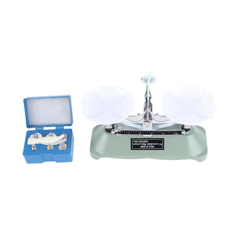 [Australia - AusPower] - Mechanical Tray Scale 200G Precision Lab Mechanical Scale Set Lab Tray Scale with Weights and Tweezers Chemical 