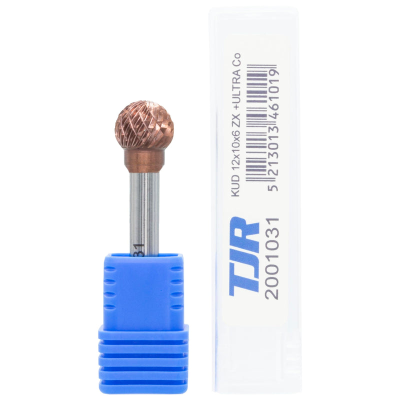 Ultra Co Coated Carbide Burr 12mm (Metric) Diameter with 6mm Metric Shank, (Specially with Chipbreaker) TJR... (Ball Shape)