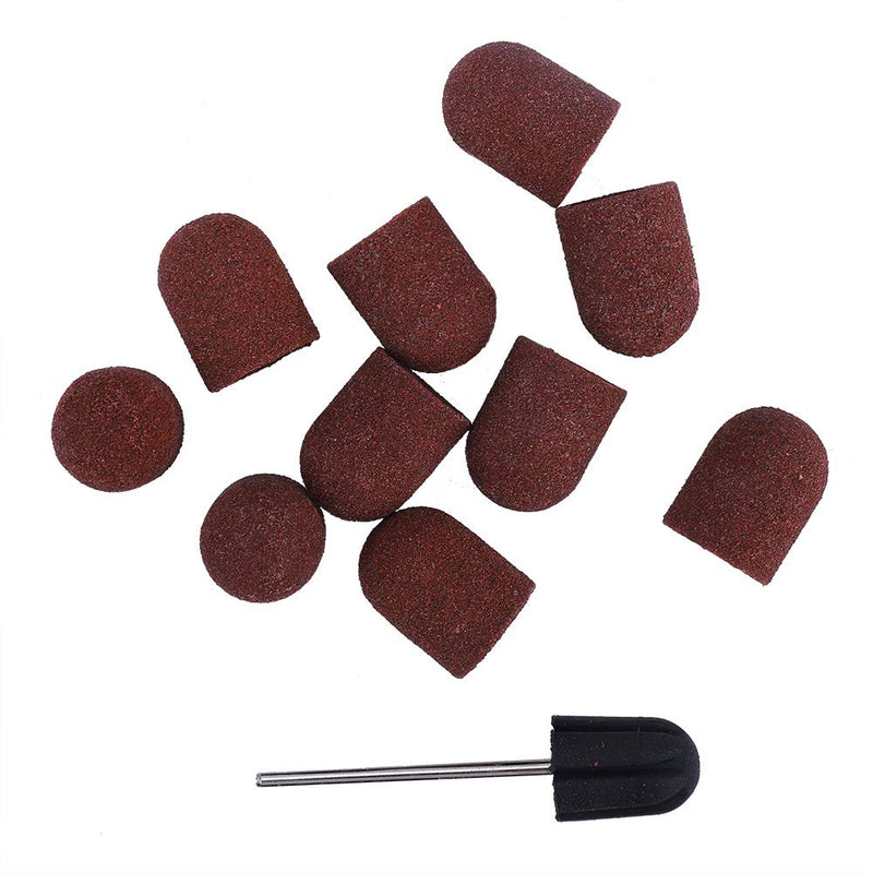 [Australia - AusPower] - Sanding Caps 16 mm Coarse Sanding Sleeves for Pedicure, Pack of 10 Nail Art Drills, Nail Dedicated Head Grinds, Sanding Belts 