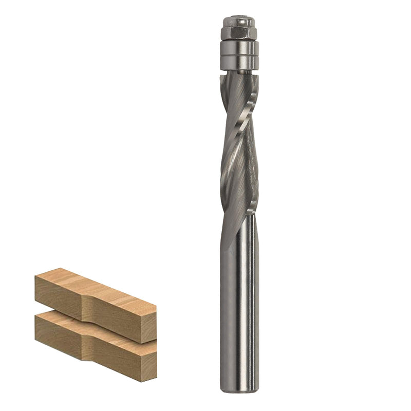 [Australia - AusPower] - AKYLIN Spiral Flush Cutter 8 mm Shank, Up Cut Spiral Cutter for Router, 8 mm Cutting Diameter, 28.6 mm Cutting Length Spiral Grooved Double Ball Bearing Wood Cutter for Cutting Wood 8x8x28.6mm Up-cut 