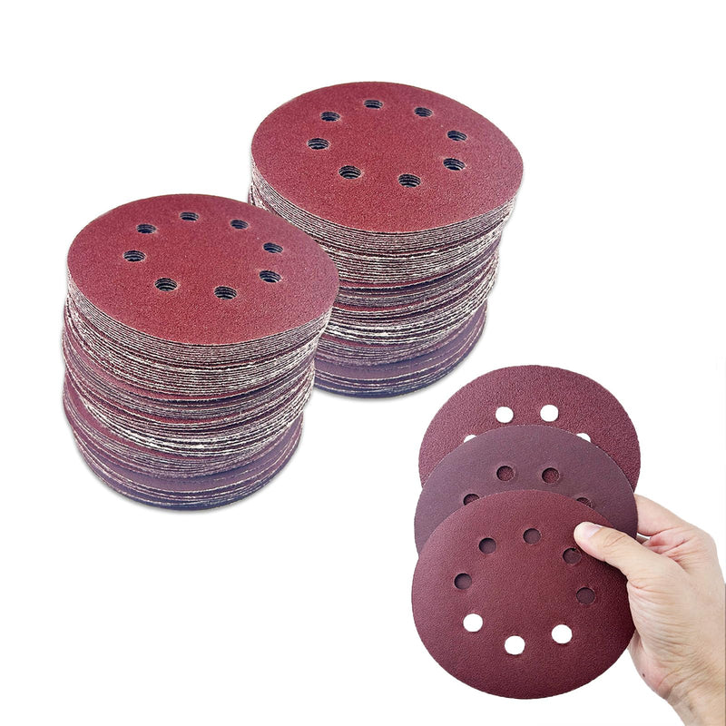 [Australia - AusPower] - Nutabevr Set of 80 Velcro Sandpaper, 8 Holes, Random Orbital Sanding Discs, Diameter 125 mm, Round Velcro for Random Orbital Sanders, Sanding Sheets Grit 40/60/80/100/120/180/240/320 