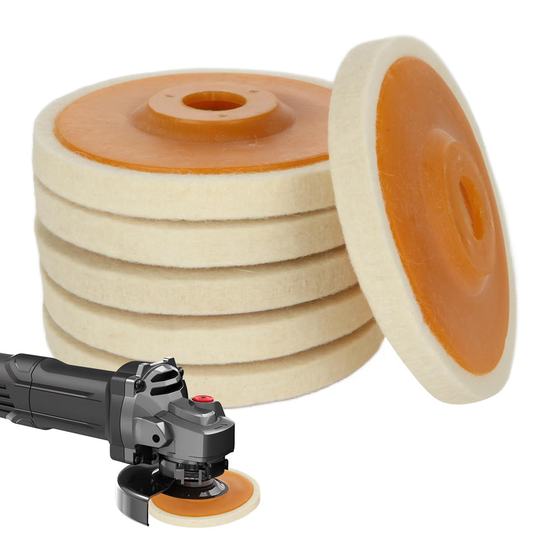 [Australia - AusPower] - JMIATRY Pack of 6 Polishing Attachments, Angle Grinder, 125 mm, Polishing Disc, Angle Grinder, Wool Polishing Attachment, Angle Grinder for Metals, Glass, Ceramic, Marble, Car 
