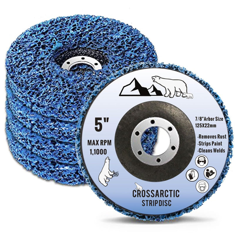 [Australia - AusPower] - Crossarctic 125 mm CSD Disc Sanding Discs, Pack of 5 Blue Cleaning Discs, Nylon Flex Discs Removal of Paint Rust for Angle Grinders 