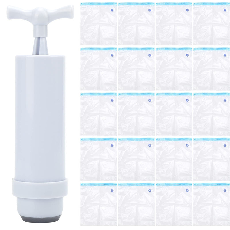 [Australia - AusPower] - Pack of 20 Filament Dryer Vacuum Bags, Moisture Resistant Reusable Vacuum Bags for Clothes, PLA 3D Printer Parts + 1 Piece Air Pump Extractor Kit 