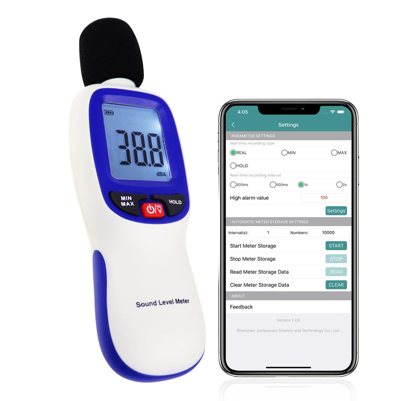 [Australia - AusPower] - Digital Sound Level Meter Sound Level Meter with Bluetooth Enabled Decibel Meter 30~130dBA Range MAX/MIN Data Hold with LCD Display and Backlight for Home, School Intelligent Bluetooth Function 