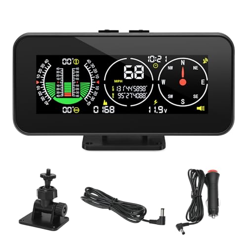 M60 Car Head Up Display Car Compass Inclinometer Tilt Angle Speed GPS Digital Inclinometer Overspeed Alarm Car Off Road Accessories