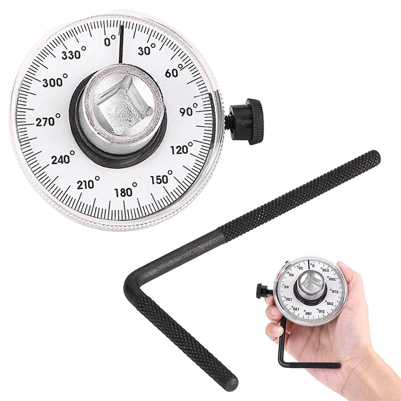 [Australia - AusPower] - Cisixin Car Rotary Protractor, Protractor with 0-360° Scale, Torsion Wrench 1/2 Inch with Adjustable Arm for Cylinder Head Screws Nuts 