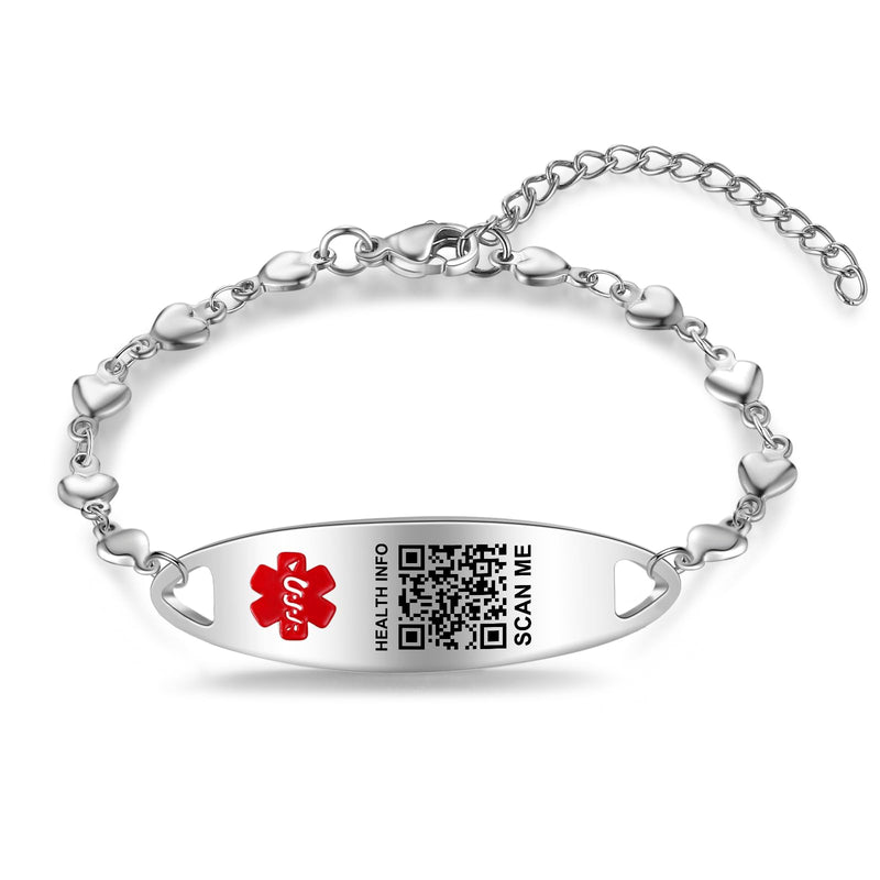 Medical Alert Necklace for Men and Women, 19 Inch Medical ID Necklace, Engraved QR Code, Custom Online Emergency Info, More Space