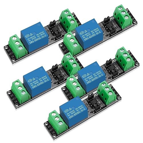 3V Relay Power Switch Board, APKLVSR 1-Channel Optocoupler Module Opto Isolation High-Level Trigger, 5 Pieces 1-Channel Relay 3V Module for IOT ESP8266 Microcontroller Development Board