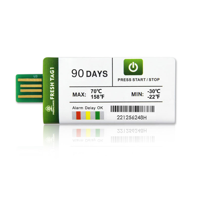 [Australia - AusPower] - Freshliance USB Temperature Data Logger with 30,000 Readings, Disposable Temperature Pen with PDF CSV Reports, High Accuracy 90 Days, 1 Pack Unique Cool Chain, Fresh Tag 1 