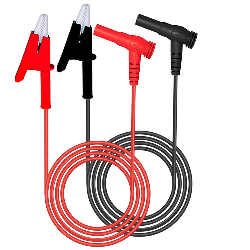 [Australia - AusPower] - Pack of 2 Test Leads, 3.3 ft Banana Plug, Right Angle to Crocodile Clips, Soft Test Cable, Wires, Multimeter Cable, Crocodile Clips, Flexible Cable Wire for Multimeter Clamps, Electrical Testing Crocodile Clips Banana Plug Angle 