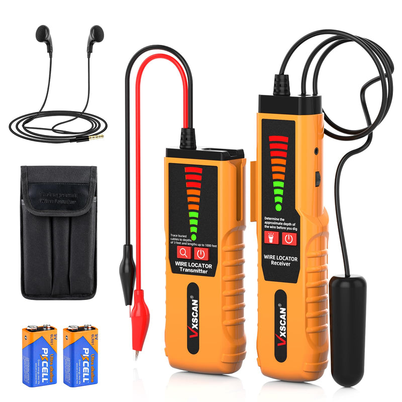 [Australia - AusPower] - VXSCAN F04 Underground Cable Locator, Cable Tester with Earphones, Non-Destructive Underground Wires for Finding Wires and Irrigation Wires of Animal Fences 