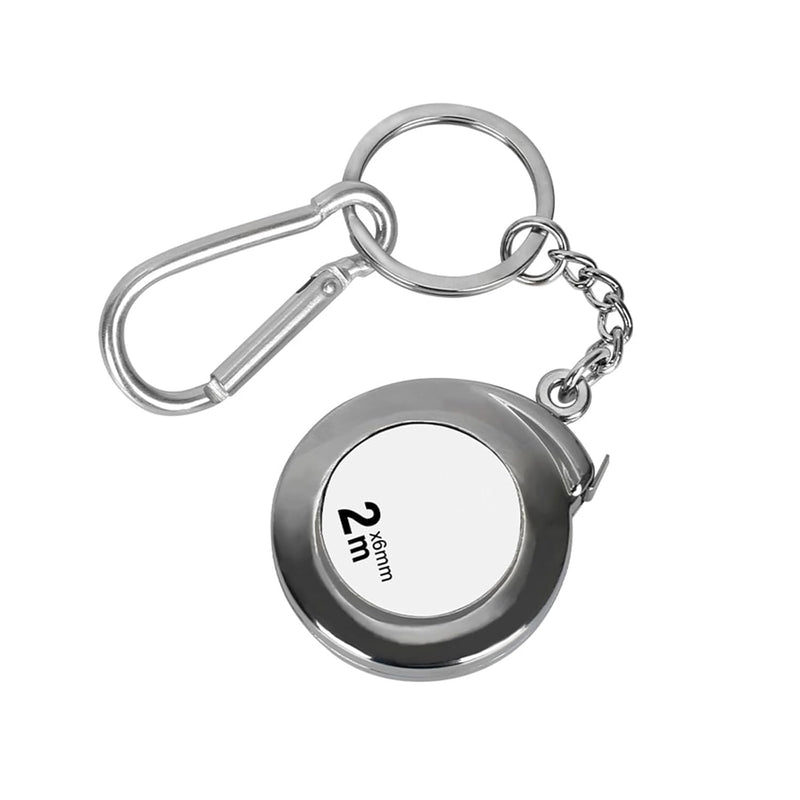 [Australia - AusPower] - Tape Measure Keychain, Functional Mini Tape Measure Keychain 2M Stainless Steel Tape Measure Durable silver 