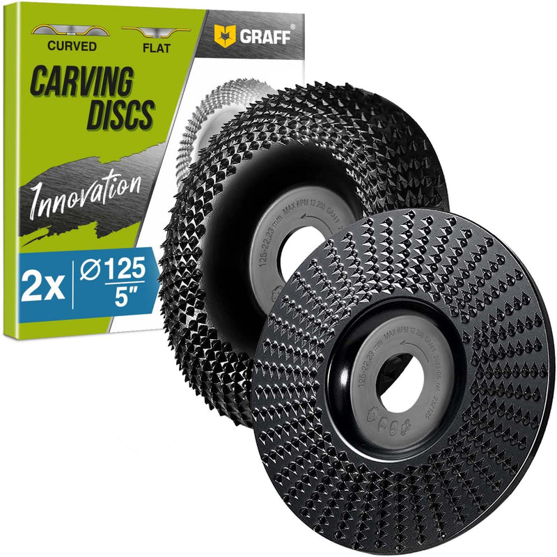 [Australia - AusPower] - GRAFF Premium Set Wood Cutter Rasp Disc 125 mm for Carving and Sanding Wood, Softwood, Hardwood - Wood Grinder for Angle Grinder & Flex - Sanding Disc for Woodworking Tools Diameter set 125 mm rasp disc 