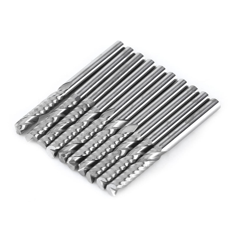 [Australia - AusPower] - TICFOX Pack of 10 Single Flute End Mill, Single End Mill Flute Carbide CNC Cutter 4 mm Shank for Wood Aluminium Steel PCB PVC Circuit Boards Acrylic Carbon Fibre 