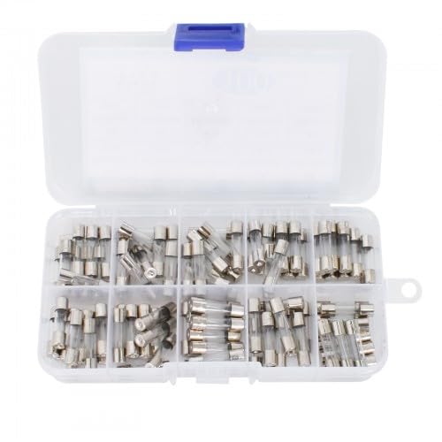 [Australia - AusPower] - 10 Values Pack of 100 Fine Fuse Assortment, 250 V, 0.2 A, 0.5 A, 1 A, 2 A, 3 A, 5 A, 8 A, 10 A, 15 A, 5 x 20 mm Fuse, Fuses, Micro Fuse, Carrier, Glass Fuse 