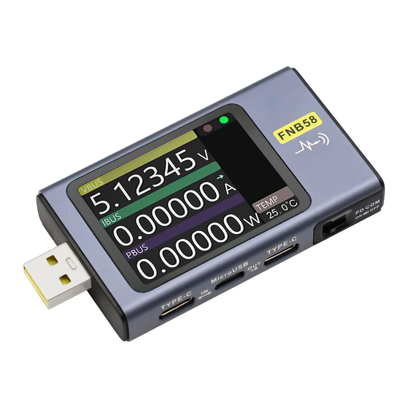 [Australia - AusPower] - ARCELI FNB58 USB Tester, Digital Voltmeter, Ammeter, Capacitance and Ripple Measurement with Bluetooth, Trigger Quick Charge Detection, 4-28V Monitoring Voltage 