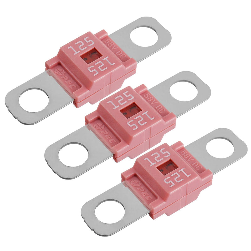 [Australia - AusPower] - SIGANDG AMI/Midi Fuse 125A High Current Bolt-on Fuse 125 Amp Pink for Cars, Buses, Trucks, Caravans, Construction Vehicles (Pack of 3) 54A 