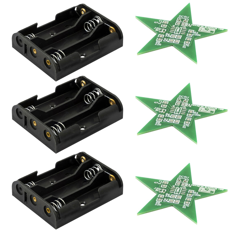 Az Delivery 3 x LED Poinsettia Soldering Set - DIY Electronics Kit for a Star with Red Lighting Effect - Ideal for Mint Learning, Christmas Decoration and Soldering Exercises
