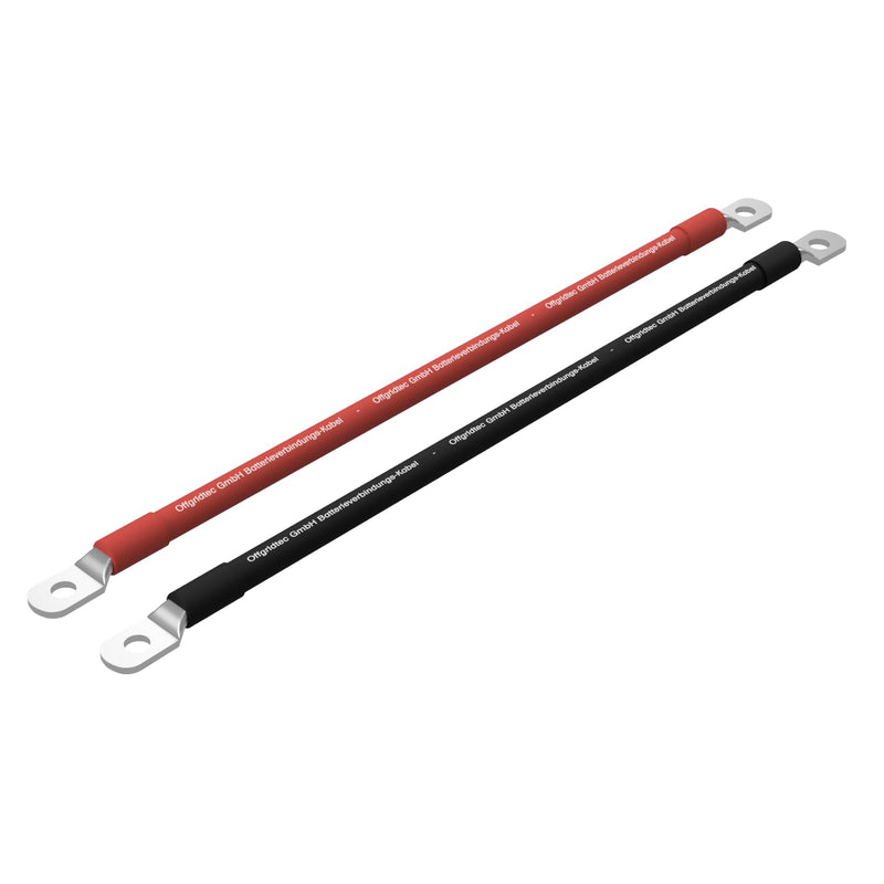 Offgridtec 1 m Battery Cable 25 mm² on Both Sides M8 Eyelets Flame Retardant | Oil, cold and UV resistant, for devices with M8 screw terminal, charge controller, inverters and battery chargers (red/black) 1m battery cable 25mm² M8 eyelets on both sides
