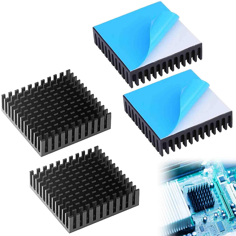 Aluminium Heatsink Heatsink 40 x 40 x 11 mm with Heat-Conducting Cooling Fins for Computer Hosts, Semiconductor Devices Coolers, Pack of 4