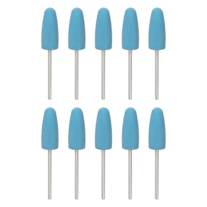 [Australia - AusPower] - sourcing map Rubber Polishing Bit Silicone Buffing Wheel 2000 Grit 10 mm Diameter Mounted Grinding Head for Electric Grinder Rotary Tool Cone Shape Pack of 10 blue 
