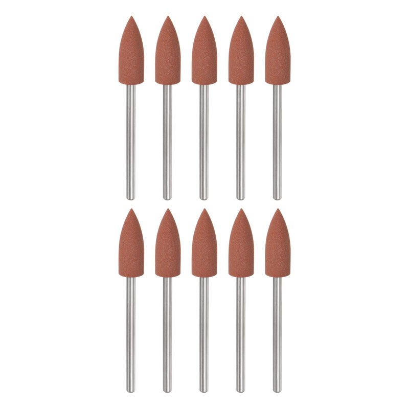 [Australia - AusPower] - sourcing map Rubber Polishing Bit Silicone Buffing Wheel 400 Grit 6 mm Diameter Mounted Grinding Head for Electric Grinder Rotary Tool Conical Shape Pack of 10 orange 