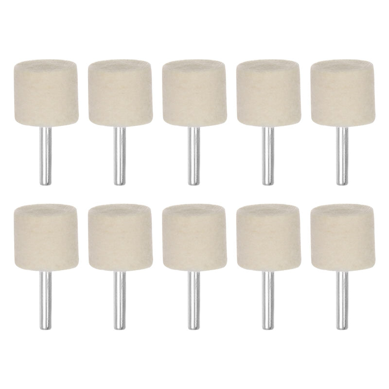 [Australia - AusPower] - QUARKZMAN Wool Felt Mounted Mandrel Points 30 mm Head 1/4 Inch Shank Cylinder Polishing Drill Burrs Felt Polishing Buffing Disc for Rotary Tool Pack of 10 30mm x 27mm 