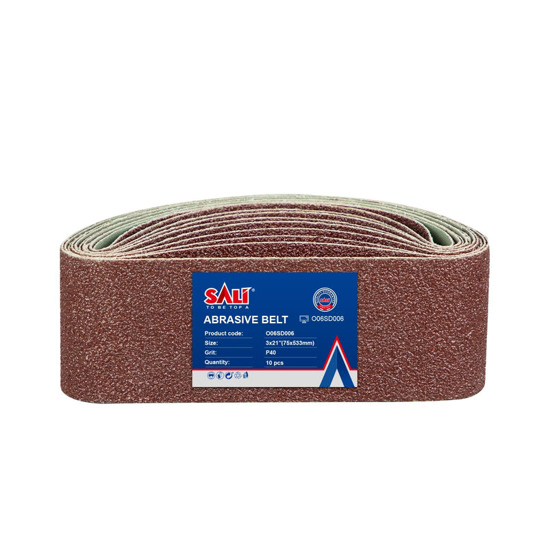 [Australia - AusPower] - SALI Sanding Belts Pack of 10 75 x 533 mm Sanding Belt Grit 40 Belt Sandpaper for Belt Sander Sanding Machine for Wood Metal Grinding, Filing, Sharpening and Rust Removal 40 grit 10 pieces 