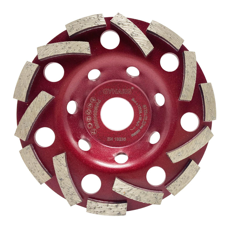 [Australia - AusPower] - GVHAKG Diamond Cup Wheel 125 mm x 22.23 mm, Cup Grinder for Concrete, Stone, Natural Stone, Tile Adhesive, Granite, Masonry, Extra Speed Diamond Grinding Wheel bias tooth 