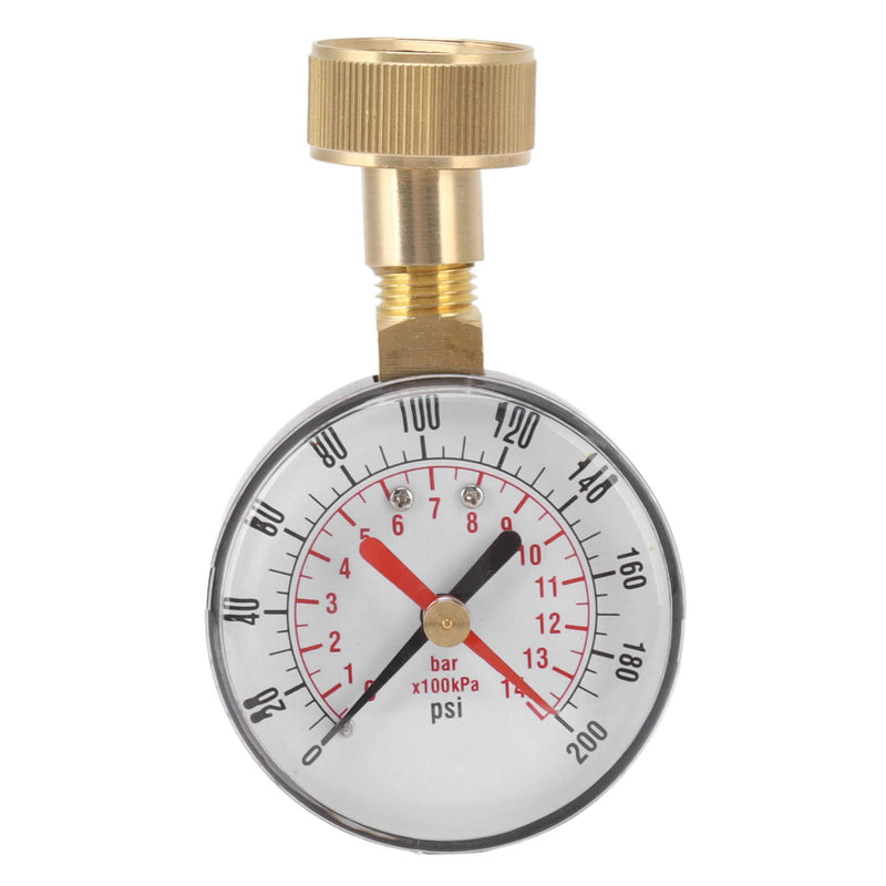 [Australia - AusPower] - Pressure Gauge, Water Pressure Tester, Aluminium Alloy, Iron, 0 to 200 Psi, Universal Water Pressure Tester with 3/4 Female Hose Thread for Replacement 