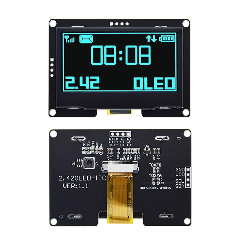 [Australia - AusPower] - Hailege 2.42 Inch SSD1309 128 x 64 OLED Display Module 2.42 Inch 4 Pin OLED LCD Display Module (IIC Blue) IIC 