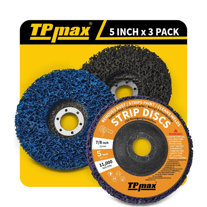 125 mm Sanding Discs Set for Angle Grinder, 3 Pieces CSD Cleaning Discs, Coarse Cleaning Disc, Nylon Fabric Disc for Removing Paint and Rust 125 mm 3.0