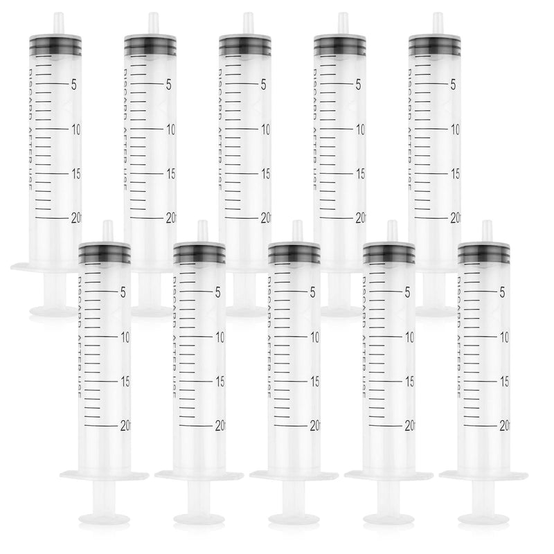 Pack of 10 Syringes, 20 ml Reusable Syringe, Dosing Syringe Without Needle | Tools for liquid measuring syringes, feed syringes, for laboratory, animal feeding, plant irrigation 20 ml, 10 pieces