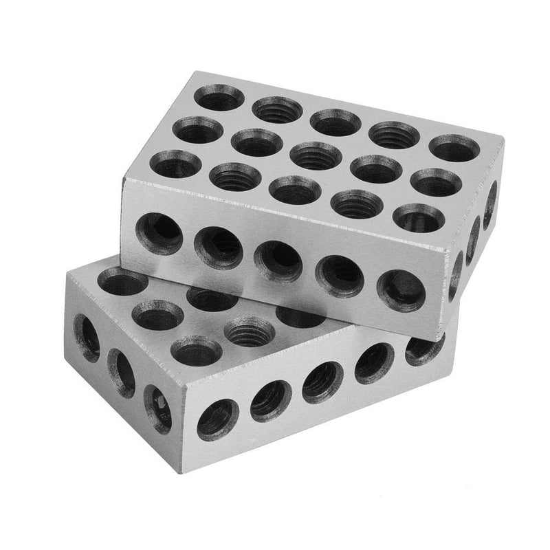 Parallel Blocks Set of 2, 1-2-3 Block Metric Parallel Underlays 23 Holes Machinist Block Precision Block for Machine Tool Matched Clamping Blocks Turning Tools 25 x 50 x 75 m
