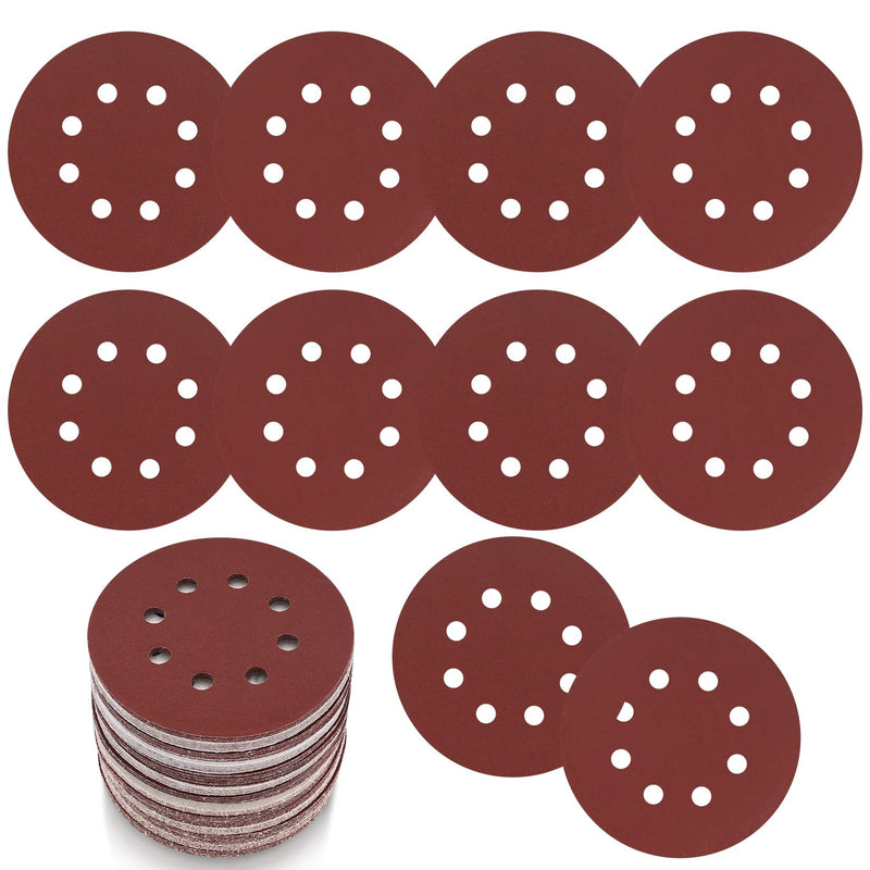 [Australia - AusPower] - Pack of 30 Sandpaper 125 mm Velcro, Sanding Discs, 8 Holes Round Velcro Sandpaper for Random Orbital Sanders Wood, Metal, Colour (40 Grit) 40 grit 