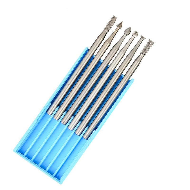 [Australia - AusPower] - 6 Piece Engraving Bits Set - Tungsten Steel Rotary Cutter for Professional Micro Carving Drilling Woodworking DIY 2.35 mm Shank - L L (φ 2.3mm) 