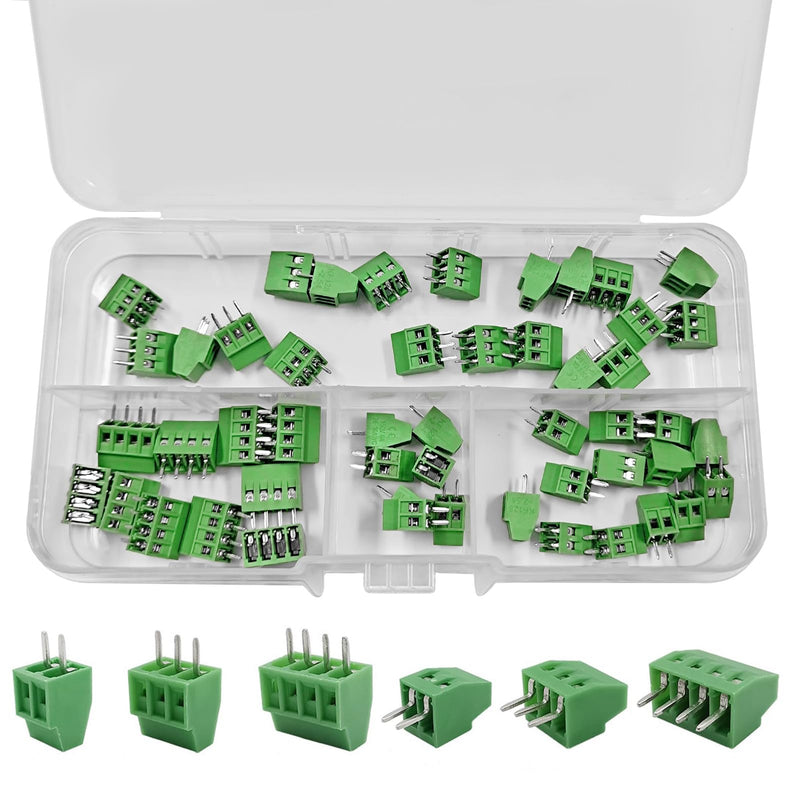 [Australia - AusPower] - CEMYDEYO PCB Screw Terminals, Pack of 50, 2.54 mm 0.1 Inch Pitch PCB Mount Screw Terminal Block, 2 Pin, 3 Pin, 4 Pin Connector, for 26-18AWG Cable 