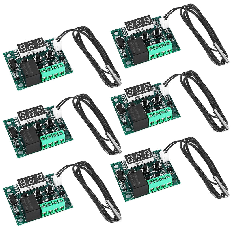 [Australia - AusPower] - W1209 DC 12 V LED Digital Thermostat Temperature Controller Module Temperature Controller, -50-110°C Temp Control Switch Module Board with Waterproof Sensor Probe, Heating/Cooling Pack of 6 