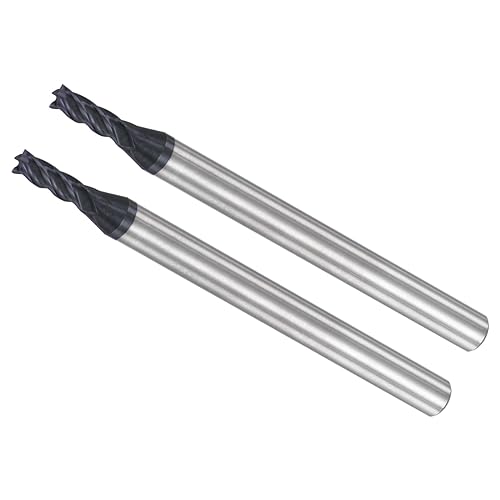 End Mill Set Four Edges 2.5 mm x 8 mm Cutting 4 mm Shaft AlTiN Coated P05 Carbide 4 Flutes CNC Router Bits - (Application: for Milling Stainless Steel Hardened Steel) Pack of 2 | CNC Router-Bits, AlTiN Beschichtet, P05 Karbid, 4 Flöten, Für Fräsen Edel...